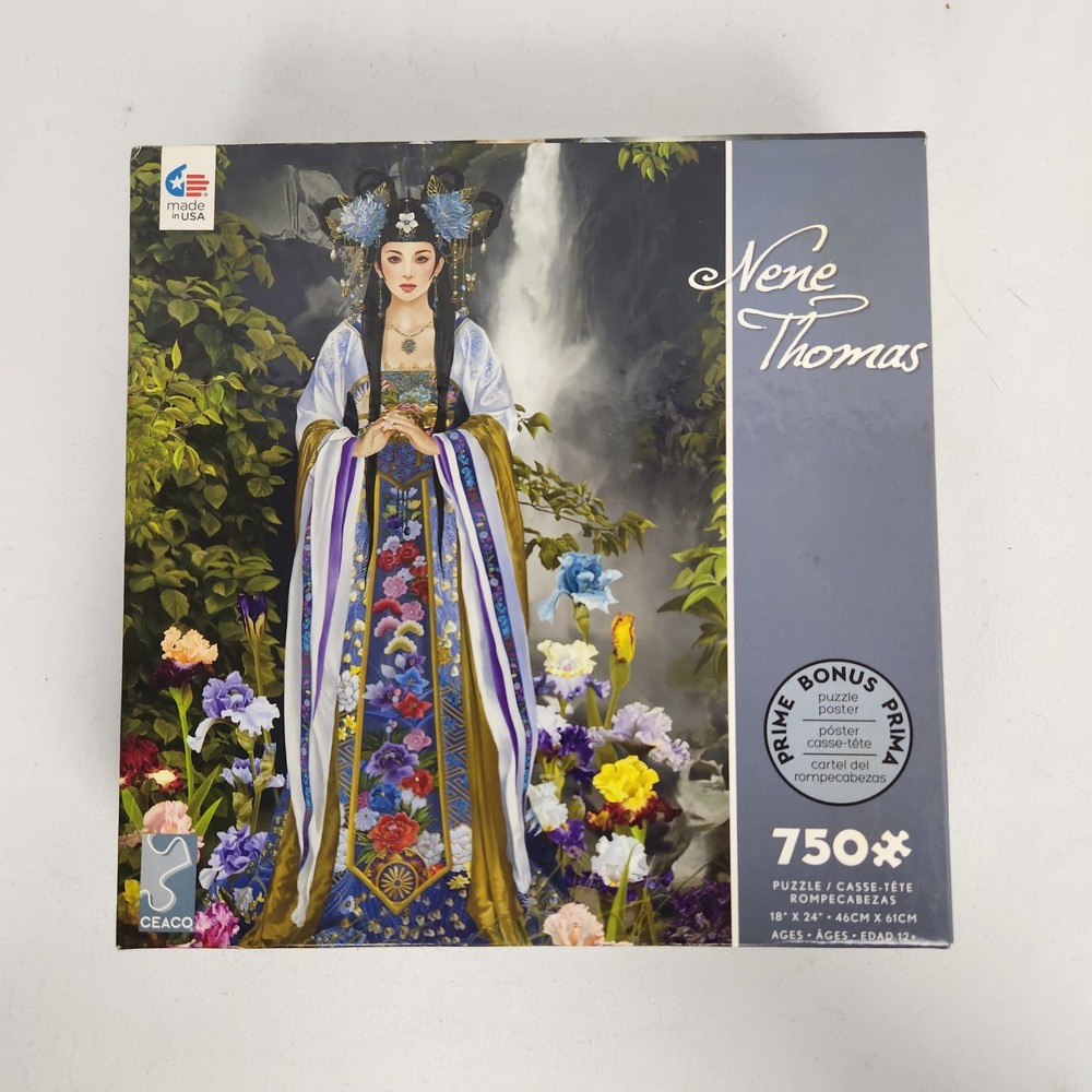 NIB Ceaco Nene Thomas Jigsaw Puzzle 750‎ Pc "Hitomi" Lady in Garden 18"x24"